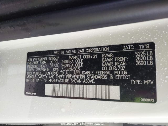 YV4102DM7L1508507 Volvo Xc60 T5 R-design