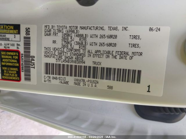 2024 TOYOTA TUNDRA 5TFLA5AB1RX038994 Photo 8
