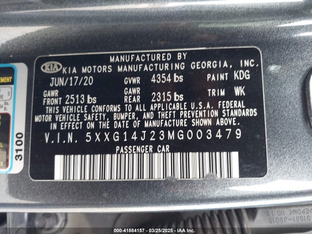 5XXG14J23MG003479 KIA K5 LXS