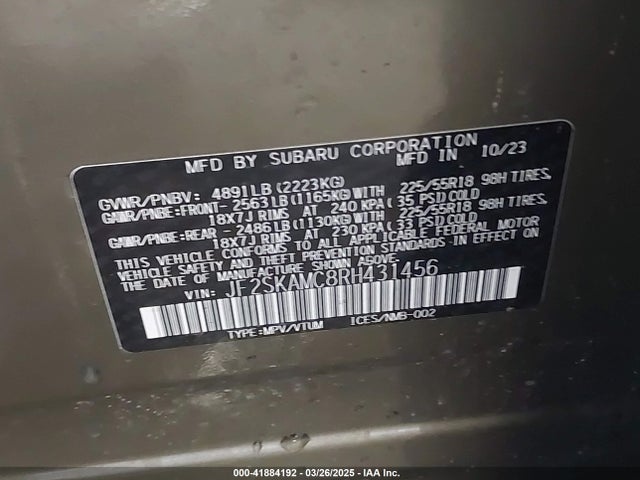 Subaru na u5 2024 JF2SKAMC8RH431456 Image 9