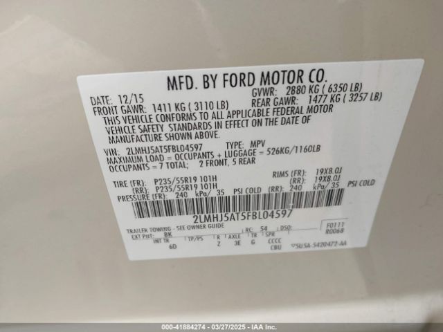 2LMHJ5AT5FBL04597 Lincoln Mkt Ecoboost