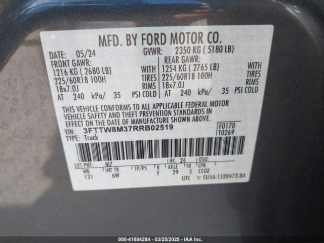 3FTTW8M37RRB02519 Ford Maverick Lariat