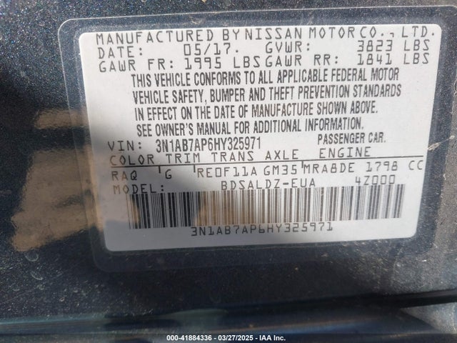 3N1AB7AP6HY325971 Nissan SENTRA SV