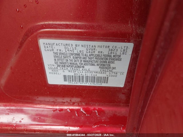 3N1AB7APXFL636510 Nissan Sentra Fe+ S/s/sl/sr/sv