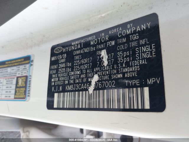 KM8J3CA46JU767002 Hyundai TUCSON SEL