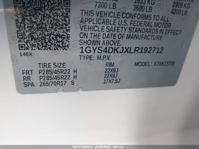 1GYS4DKJXLR192712 Cadillac Escalade 4wd Platinum