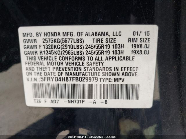 2015 ACURA MDX 5FRYD4H87FB029979 Photo 8