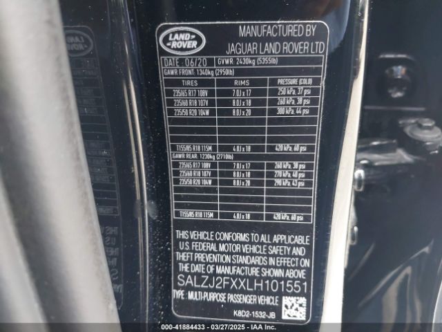 SALZJ2FXXLH101551 Land Rover Range Rover Evoque S