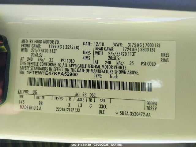 Ford F-150 Platinum 2019 1FTEW1E47KFA52960 Image 9
