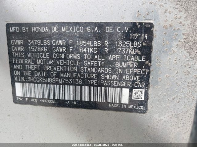 3HGGK5H88FM753136 Honda Fit Ex/ex-l