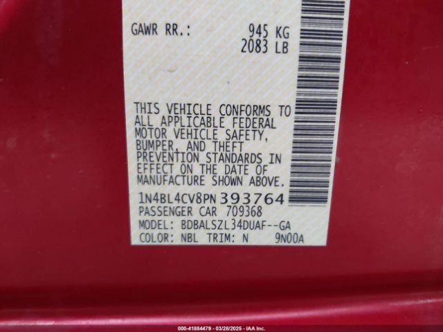 1N4BL4CV8PN393764 Nissan Altima Sr Fwd