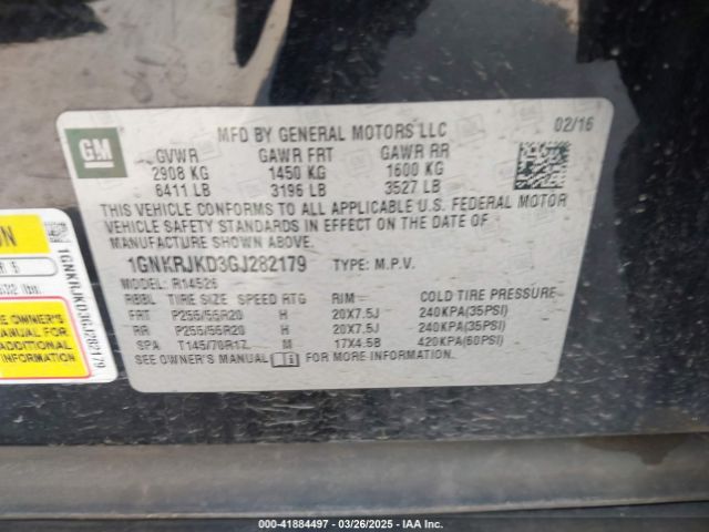 1GNKRJKD3GJ282179 Chevrolet Traverse Ltz