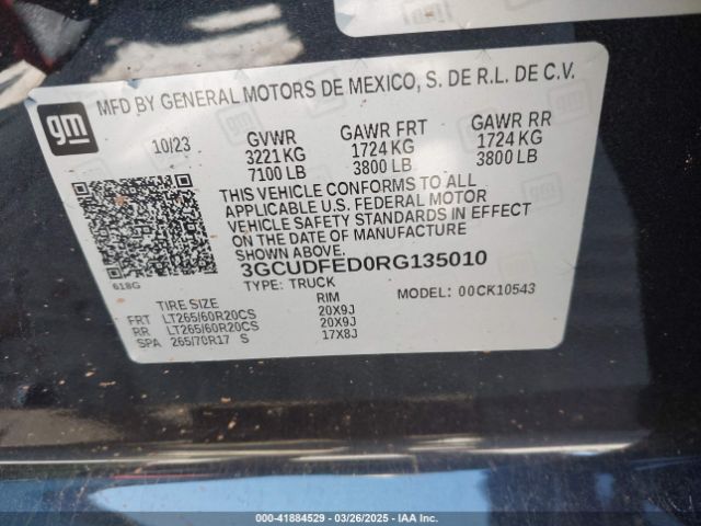 3GCUDFED0RG135010 Chevrolet Silverado 1500 4wd  Short Bed Lt Trail Boss