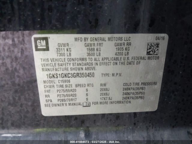 1GKS1GKC3GR350450 GMC Yukon Xl Slt