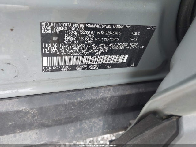 2T3P1RFV0NW270223 Toyota Rav4 Xle