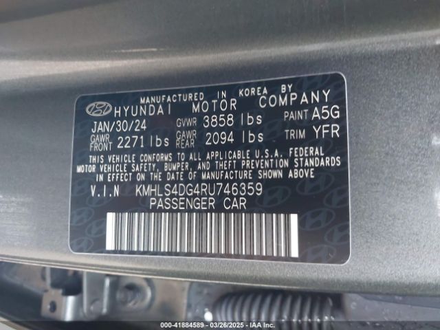 KMHLS4DG4RU746359 Hyundai ELANTRA SEL