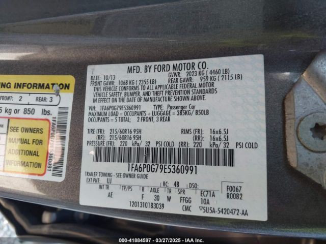 1FA6P0G79E5360991 Ford FUSION S