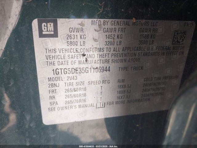 1GTG5DE35G1106944 GMC CANYON SLT