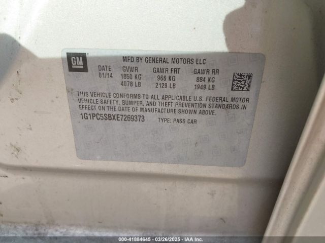 1G1PC5SBXE7269373 Chevrolet Cruze 1lt Auto