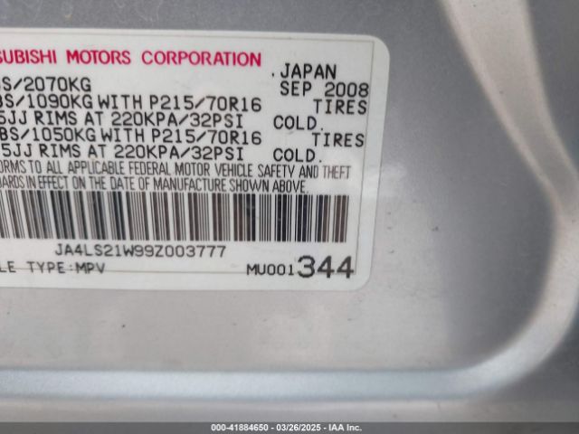 2009 MITSUBISHI OUTLANDER JA4LS21W99Z003777 Photo 8