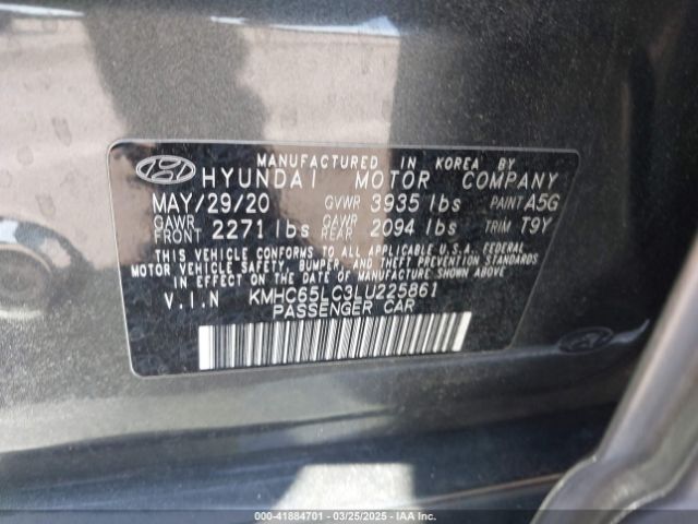 KMHC65LC3LU225861 Hyundai Ioniq Hybrid Blue