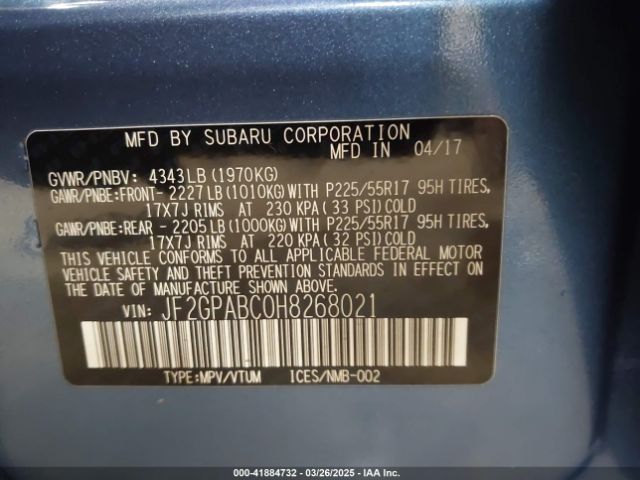 JF2GPABC0H8268021 Subaru Crosstrek 2.0i Premium