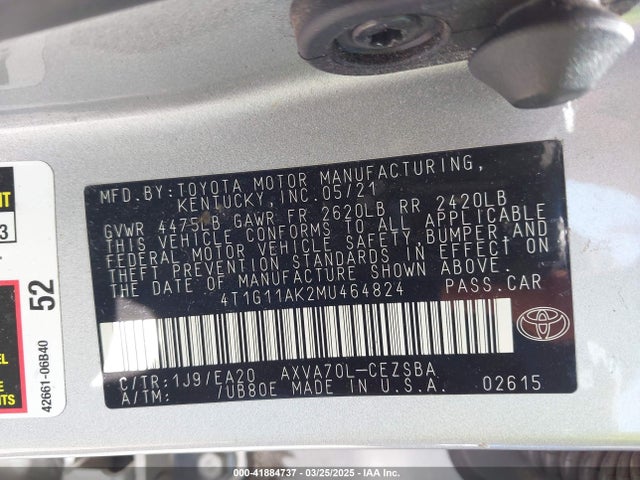 4T1G11AK2MU464824 Toyota Camry Se/se Night Shade