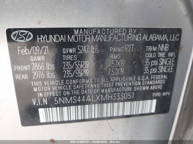 5NMS44ALXMH333051 Hyundai Santa Fe Limited