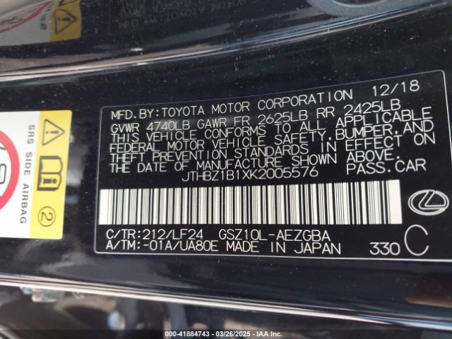 JTHBZ1B1XK2005576 Lexus 2gr-fks
