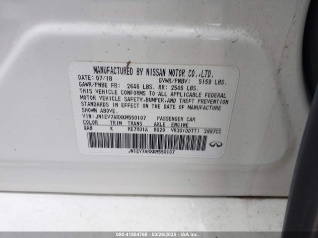 JN1EV7ARXKM550107 Infiniti Q50 3.0t Luxe