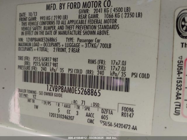 1ZVBP8AM0E5268865 Ford Mustang V6