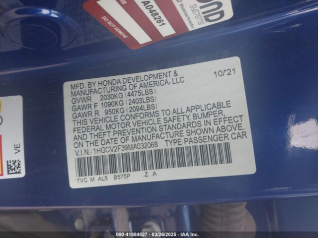 1HGCV2F39MA032068 Honda Accord Sport 2.0t