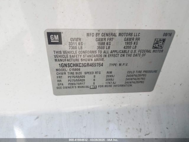 1GNSCHKC3GR469764 Chevrolet Suburban Lt