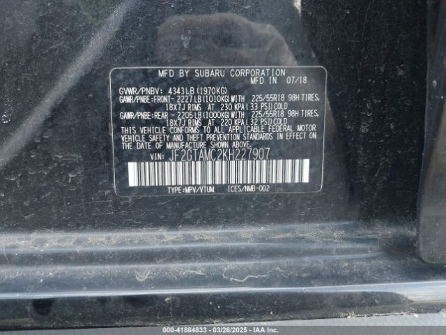 JF2GTAMC2KH227907 Subaru Crosstrek 2.0i Limited