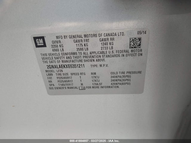 2GNALAEKXE6351211 Chevrolet EQUINOX LS