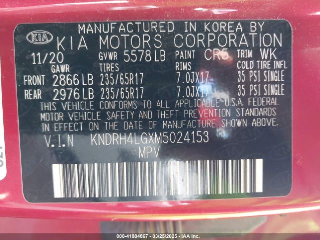 KNDRH4LGXM5024153 KIA t-gdi gamma-ii