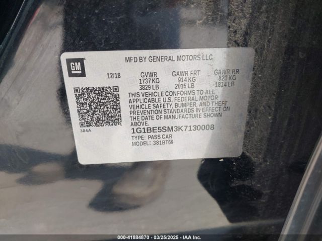 1G1BE5SM3K7130008 Chevrolet CRUZE LT