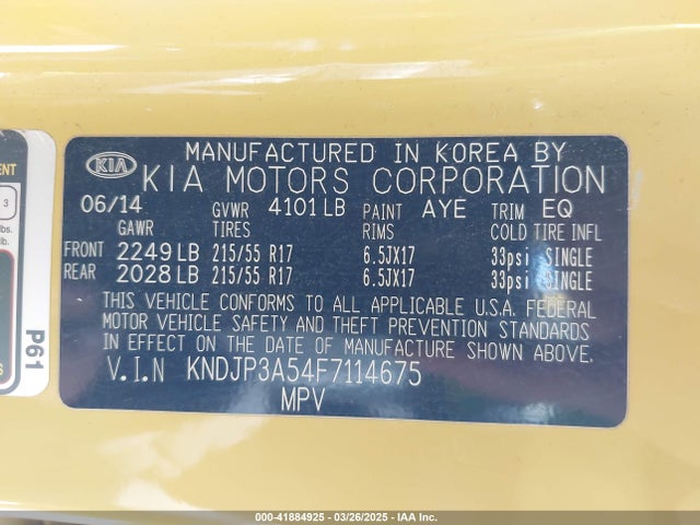 KNDJP3A54F7114675 KIA SOUL +