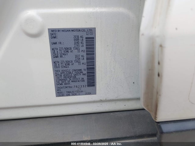 5N1AT2MT9GC782332 Nissan Rogue Sl