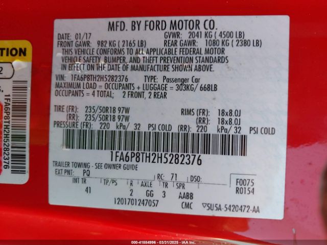 2017 FORD MUSTANG 1FA6P8TH2H5282376 Photo 8