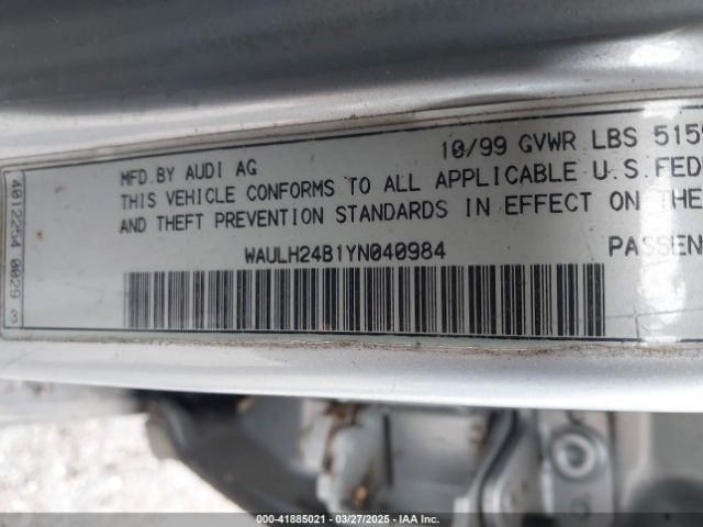 2000 AUDI A6 WAULH24B1YN040984 Photo 8