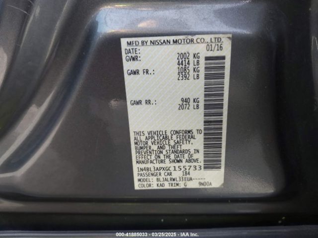 1N4BL3APXGC155733 Nissan Altima 3.5 Sl/3.5 Sr