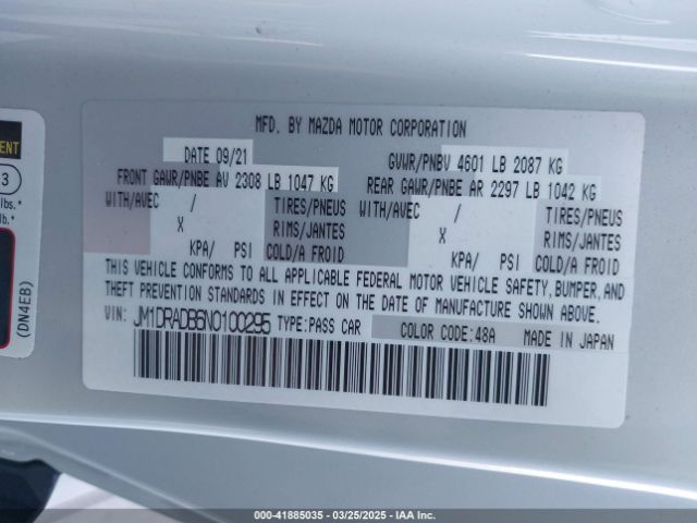JM1DRADB6N0100295 Mazda Mx-30 Ev Premium Plus