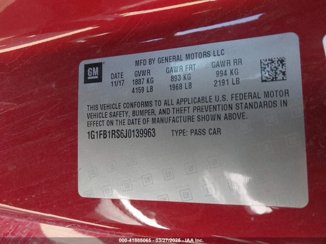 1G1FB1RS6J0139963 Chevrolet Camaro 1lt