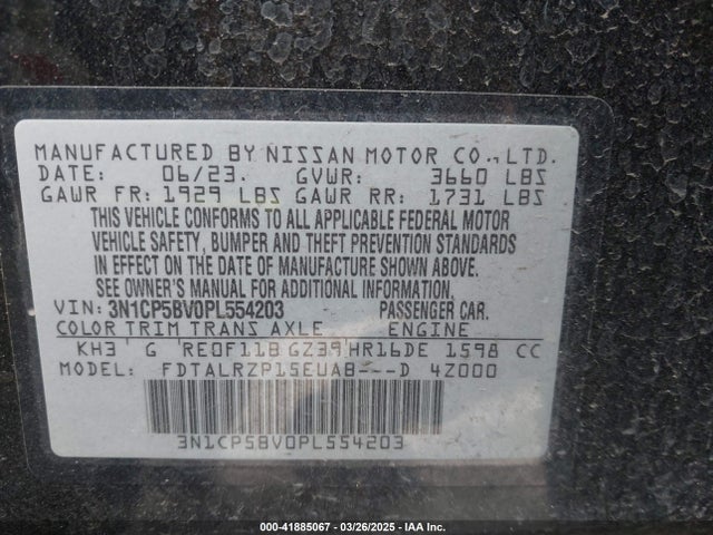 3N1CP5BV0PL554203 Nissan Kicks S Xtronic Cvt