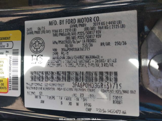 3FA6P0HD3GR161715 Ford FUSION SE