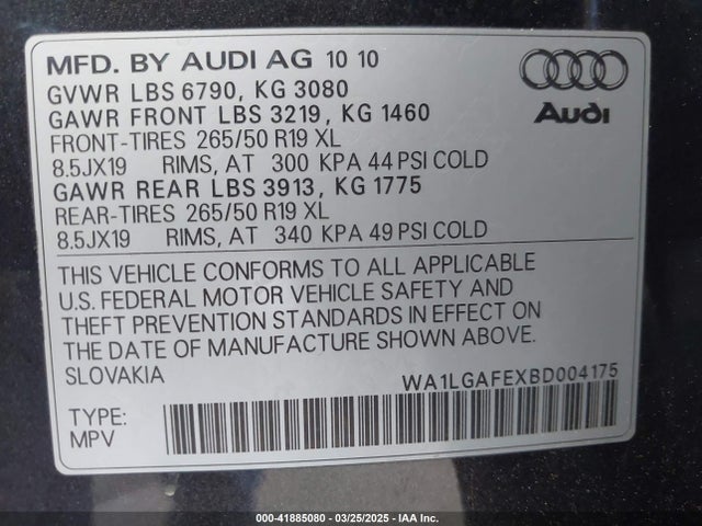 2011 AUDI Q7 WA1LGAFEXBD004175 Photo 8