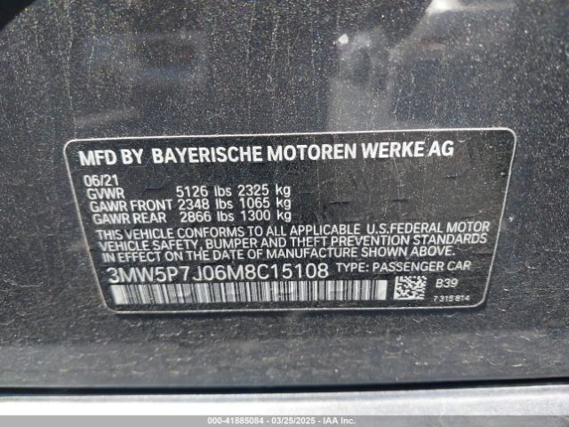 3MW5P7J06M8C15108 BMW 3 Series 330e