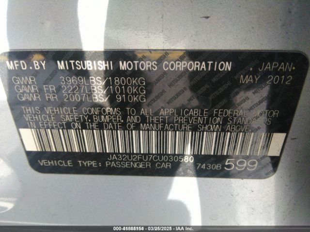 2012 MITSUBISHI LANCER JA32U2FU7CU030580 Photo 8