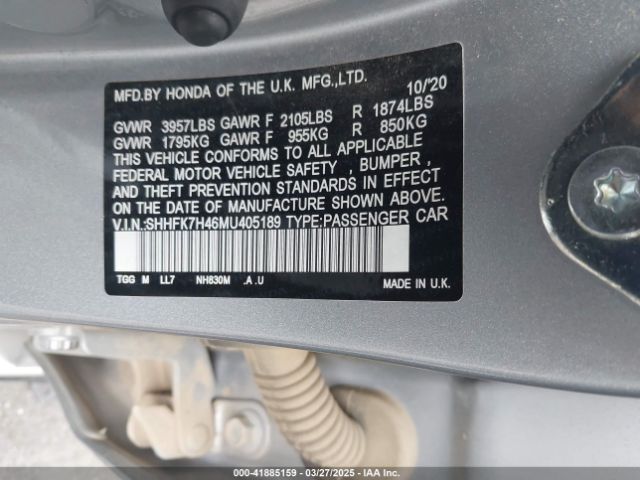 SHHFK7H46MU405189 Honda Civic Sport